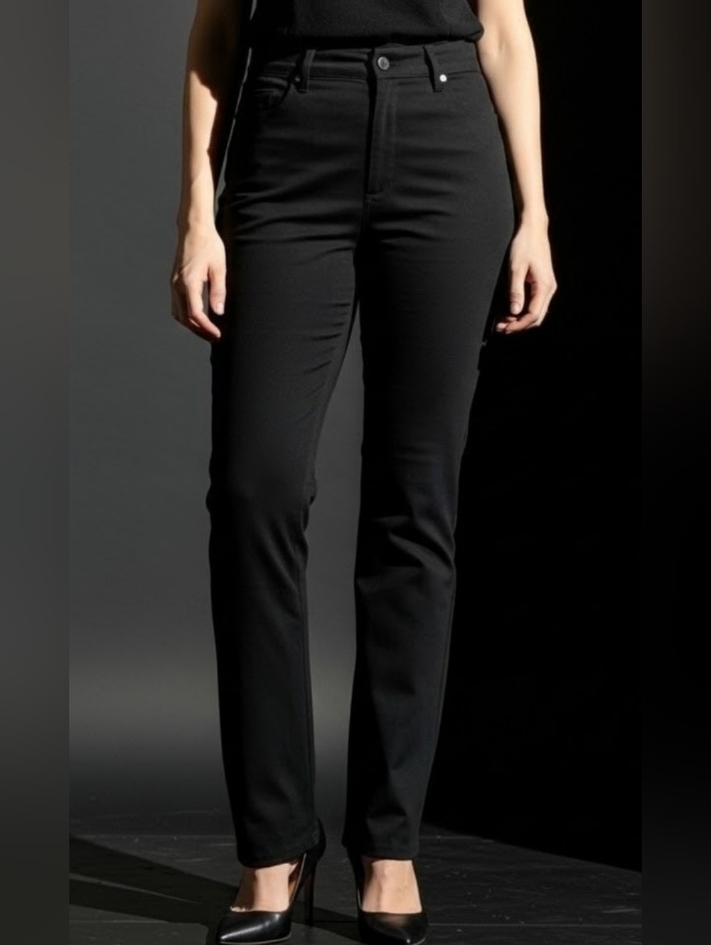 VINTAGE GLORIA VANDERBUILT Black Slim Leg Pants